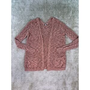 BKE Buckle Sweater Cardigan Brown Orange Distressed Open Sz XS E254